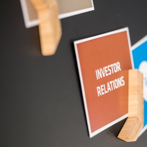 Card with Investor Relations inscription